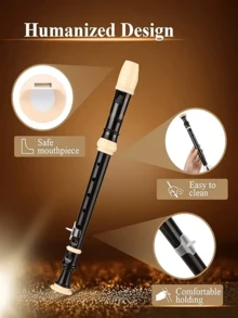 1 件德国风格 8 孔高音竖笛，ABS 材质高品质学生初学者长笛乐器，圣诞派对乐器小礼物，附带清洁套件和指法表 - 彩色 - 查看 12