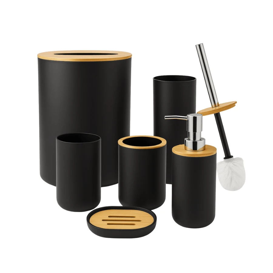 Bathroom Trash Bin - Black - View 1