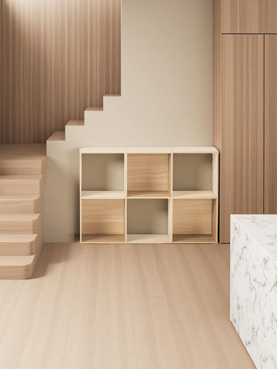 [6-Compartment Combination] Multifunctional Storage Bookshelf - Open + Closed Dual-Zone Design - Living Room/Study/Wardrobe Organization Tool - A Must-Have For Those Who Work From Home - Màu be - Xem 1