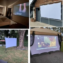 100/120/150 Inch Projector Screen,16:9 HD Foldable Portable Projector Screen,Support Double-Sided Projection,Fabric Wrinkle Resistance And Washable Suitable For Camping/Outdoor/Party/Gaming/Home Theater.Fabric Is Not Thick. - White - View 6