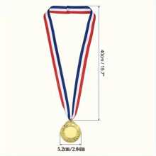10 枚可定制金色空白奖牌，配蓝红丝带 - 个性化运动优胜者奖品，户外活动奖杯，优雅的设计，耐用的金属，运动奖品套装，户外活动装饰，经典奖牌设计，抛光表面 - 金色 - 查看 4