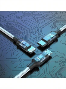 3-In-1 Braided Nylon Data Cable, 120cm/1.2m, Supports USB To Type-C, Lightning And Micro USB Interfaces, 60W Fast Charging, Christmas/Home Gift - Multicolor - View 5