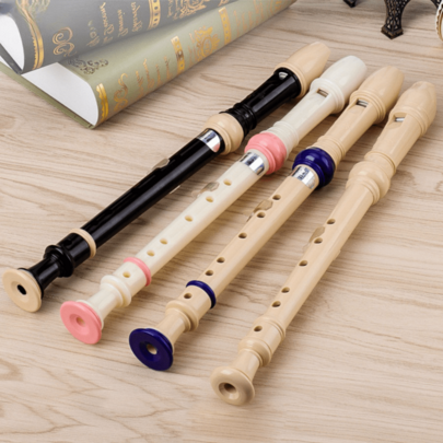1 chiếc kèn Soprano 8 lỗ kiểu Đức, chất liệu ABS, nhạc cụ sáo chất lượng cao dành cho học sinh mới bắt đầu, quà tặng nhỏ cho tiệc Giáng sinh, kèm bộ vệ sinh và bảng chỉ ngón