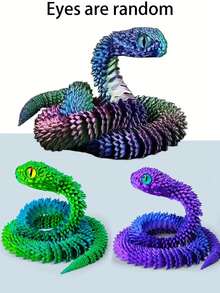 Estatua de pitón impresa en 3D de 30 cm con articulaciones flexibles - Artesanía y decoración, regalo perfecto para el hogar y la oficina [Color de ojos aleatorio]