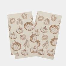 2 件简约秋季南瓜图案厨房毛巾，柔软涤纶材质洗碗布，适用于厨房装饰、清洁、节日派对装饰、厨房和浴室必需品、家居装饰、乔迁礼物