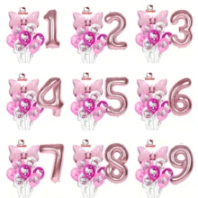 11 قطعة من سلسلة سانريو هالو كيتي، بالونات وردية مطبوعة بشعار هالو كيتي، بالونات وردية بشكل فيونكة وأرقام، مجموعة لحفلة عيد الميلاد العائلية