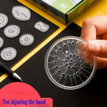 22件套创意多功能绘画模板尺，透明魔术模板尺，学生绘画图案尺，花卉尺套装 - 彩色 - 查看 4