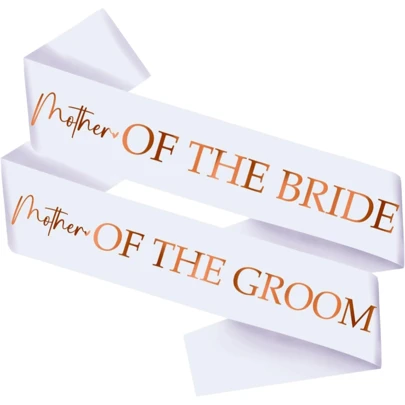 Mother Of The Bride And Groom Sashes With Rose Gold Foil, White Bachelorette Party Sash For Bridal Shower Engagement Supplies Gifts Wedding Accessories