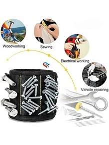 Brazalete magnético para herramientas con potente función magnética para clavos, brazalete magnético para herramientas que permite la adsorción y almacenamiento conveniente de accesorios pequeños como tornillos, adecuado como regalo de cumpleaños para hombres y mujeres. Herramienta magnética que se puede usar en la mano para fijar tornillos y clavos, ideal como regalo para esposo, padre, novio, una herramienta única adecuada para pequeñas herramientas geniales para artesanos y electricistas, regalo de Navidad
