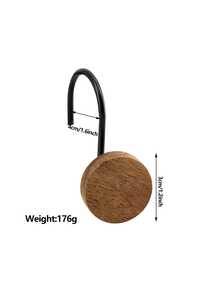 12 piezas Ganchos de cortina de ducha de madera maciza dorada + acero inoxidable, impermeables, antioxidantes, decorativos, adecuados para baño, dormitorio, accesorios de cocina, que no se caen fácilmente, decoración del hogar, decoración de otoño, accesorios de baño - Dorado - Ver 5