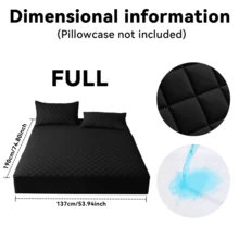 1pc Full-Size Waterproof Bed Sheet, Skin Friendly Quilted Mattress Cover, Room Decoration, 11.02 Inch Deep Pocket Solid Color Square Grid Bedding, Soft And Comfortable Home Essentials, Suitable For Single, Twin, Large, And Extra Large Mattresses, Universal For All Seasons, Autumn Decoration, New Atmosphere Of Home And Life, Machine Washable - Black - View 15