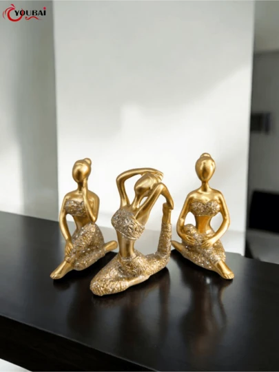 kit 3 peças de Enfeite de resina de yoga pequeno 6cm
