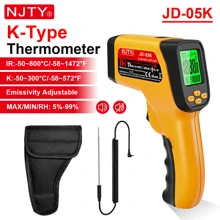 NJTY Temperature Gun, K-TYPE Infrared Thermometer Gun, Handheld Non-Contact High Temperature Gun, Suitable For Industrial, Cooking Tester, Pizza Oven, Car, HVAC, Barbecue Oven And Engine-Laser Surface Temperature Reader -58℉ To 1472℉