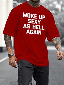 PAYEAH Woke Up S*Xy As H*Ll  Again T-Shirt  (Single Piece)100% Cotton 220g Heavy Cotton T Shirt - 紅色 - 查看 3
