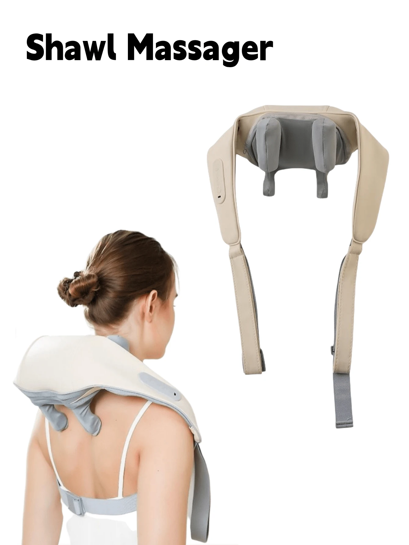 HYUNDAI Massage Shawl Neck Massager, With Heating Function, Rechargeable Vibration, Massages Trapezius Muscle, Simulates Human Hand Massage For Neck And Shoulders