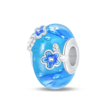 1 Piece Sterling Silver Luminous Charm Bead, Suitable For Original Bracelets, 100% 925 Pure Silver, Exquisite Style, Women's Jewelry Gift, Jewelry, Exquisite Snowflake Sky Blue Glass Cat Eyes, A Gift For Girls