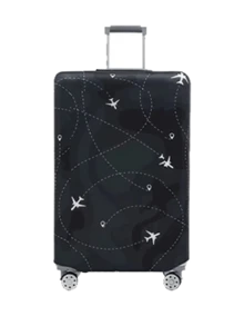 1 pieza Funda elástica para equipaje Cubierta protectora para maleta con estampado de avión Cubierta antipolvo para maletas adecuada para equipaje de 18 a 32 pulgadas Accesorios de viaje, bolsa, organizador, almacenamiento - Negro - Ver 5