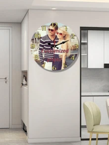1 Personalized Clock With Picture, Custom Wall Clock, Valentine's Day, Mother's Day, Living Room, Bedroom, Home Decor Customizable Wall Clock Personalized Wall Photo 10/12 Inch Silent Non-Tick Round Decor Kitchen Personalized Wall Clock, Creative Gift 10/12 Inch, Multifunctional, Mildew-Proof, Decorative, Reusable, Exquisite
