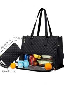 New Fashion Large Capacity Tote Bag Classic Multi-Color Insulation Bag Can Be Placed On Computer Mommy Bag Commuting Handbag Daily Fitness Lunch Bag Picnic Bag Waterproof Insulation Crossbody Bag For Back To School School Stuff Bag For School Work Lunch Bag For Women Cooler Bag Picnic Accessories Lunch Box For School