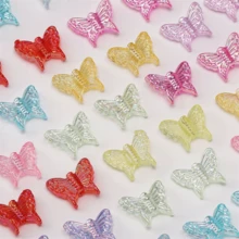 100Pcs 13*16mm Acrylic Iridescent Butterfly Loose Beads Earrings Pendant Jewelry Making Material Handmade DIY Accessories - Loại bướm - Xem 6