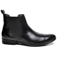 Berganno Men's Chelsea Boot In Genuine Leather, Classic, Elegant, Short Shaft - 黑色 - 查看 8