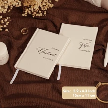 His And Hers Wedding Vow Books, Set Of 2 Linen Hardcover Bride & Groom Notebooks With Bookmark, Lined Pages, For Ceremony & Renewal, Includes Elegant Vow Keepsake Gift Box