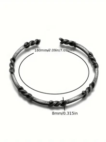 2 Pieces Fashion Wrap Knotted Thorn Gothic Alloy Gold Men's And Women's Wristbands With Twist Opening For Parties, Concerts And Holiday Gifts - D3534 - 查看 4