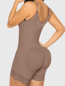 1 Pc Women High Compression Body Shaperwear, Shapewear , Butt Lifting And Tummy Control Jumpsuit, Thigh Slimming Lingerie, Suitable For Daily Wear Or Formal Occasions - 鏽棕色 - 查看 2