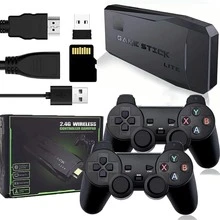 Retro Arcade Console Stick With 20,000 Classic Games, 2 M8 HDMI Wireless Controllers, 64GB Mini Portable Console, 4K Compatible, Most Popular Games Of The 90s - Black - View 1