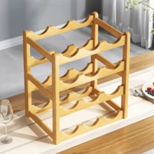1Pc DIY Hand-Built Bamboo Wine Rack Multi-Layer Wine Rack 1 (6/8/9/12/16 Bottle Wine Rack),Desktop Shelves, Display Stands - Apricot - View 2