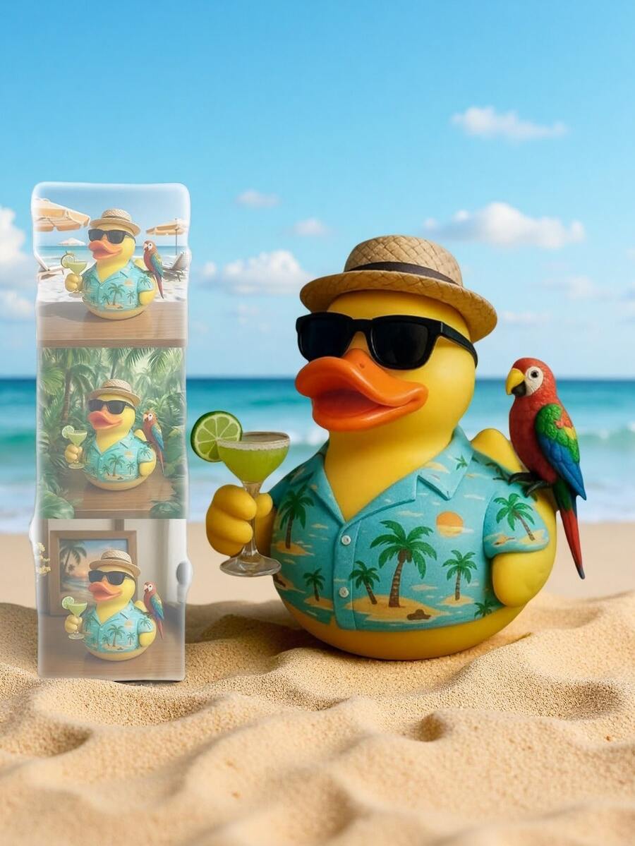 1 Tượng vịt vẹt nhiệt đới bằng nhựa vẽ tay, trang trí tiệc bãi biển sôi động & quầy bar Tiki, tượng sưu tầm chủ đề rừng nhiệt đới cho kệ nhà | Ý tưởng quà tặng mùa hè, điểm nhấn phong cách nghỉ dưỡng, niềm vui phòng tắm, nghệ thuật để bàn mang hơi thở kỳ nghỉ