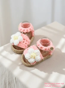 1 Pair Infant Flower Crochet Knitted Pre-Walker Shoes/Socks