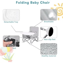 NetHong Baby Chair Foldable Infant Feeding Toddler Table Chair Portable Seat - Grey - View 8