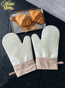 Five-Finger Thickened Silicone Oven Gloves, High Temperature Resistant To 300 Degrees, Non-Slip Heat Resistant Anti-Scalding Kitchen Baking Gloves, Microwave Oven Mitts, Cooking Accessories For Home, BBQ, Grilling, Housewarming Gift, Kitchen Safety - Multicolor - View 7