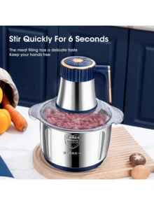 Electric Meat Grinder, Food Processor, Fruit Blender, Vegetable Chopper, Sausage Making Machine,5L Large-Capacity Double-Blade Meat Grinder, Stainless Steel Kitchen Food Cutter, Vegetables, Onions, Garlic, Peppers, Salads, Fruits, Dough, Etc., Perfect Kitchen Utensils, Great Festival Gifts - US A Type Plug(110-127V) - View 3