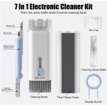 Kit di pulizia senza fili 7 in 1 | Spazzola per tastiera, estrattore di tasti, pulitore per schermo del computer portatile, auricolare Bluetooth e pulitore per schermo del telefono | Strumento di pulizia profonda tutto in uno per tastiera, computer portatile, telefono e monitor del PC