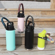 1 件装水瓶杯绳、水瓶挂绳、背带、登山扣、安全支架配件，非常适合户外露营和徒步旅行，适合 12 盎司至 64 盎司的水瓶 - 彩色 - 查看 2