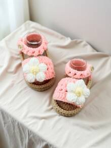 1 Pair Infant Flower Crochet Knitted Pre-Walker Shoes/Socks