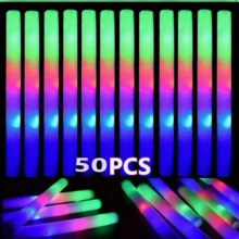 50pcs Foam Glow Sticks, LED Glow Sticks, Suitable For Party Decorations, Colorful Flashing Glow Sticks, Can Be Used For Christmas, Wedding, Birthday Concert, Festival Celebration, New Year's Eve Club, Graduation Party And Halloween Carnival - Seven Colors and Three Functions - View 12