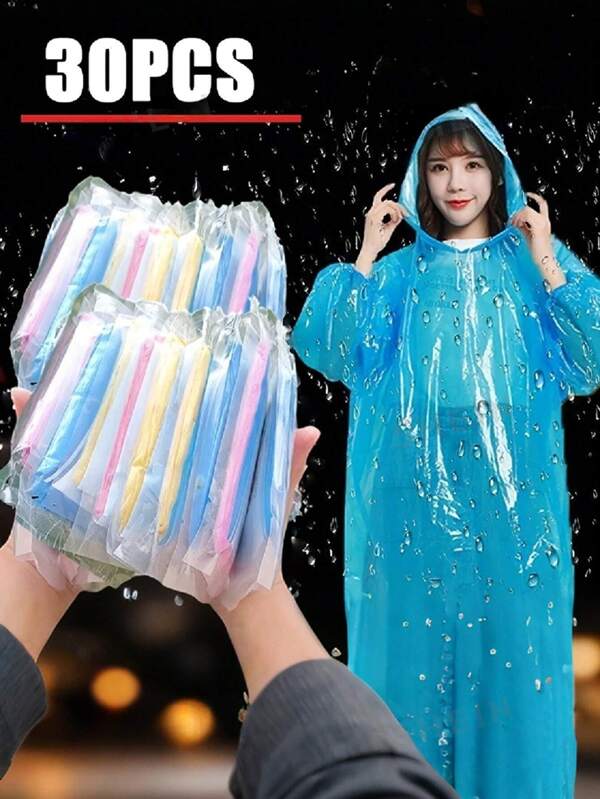 1-10pcs Disposable Heavy-Duty Raincoat With Windproof Hood, Portable Waterproof Poncho, For Travel And Outdoor Activities - Transparent And Disposabletravel Disposables Items Travel Hotel Essentials Outdoor Essentials Room Stuff Beach Travel Minis Periods Diaposable Items Bathroom Accessories