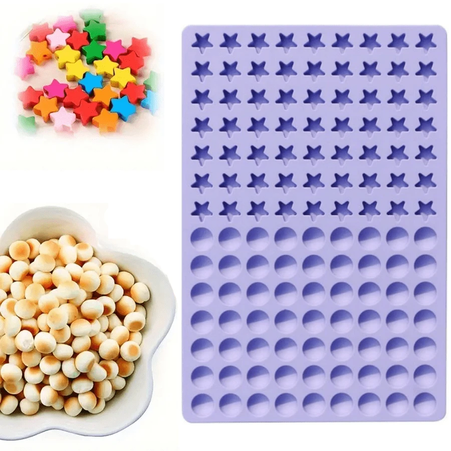 Star-Shaped And Semi-Circular Small Cavity Silicone Molds, Suitable For Candies, Chocolates, Ice Cubes, Gummies, Small Snacks, Pet Food, Cake Molds, Etc.