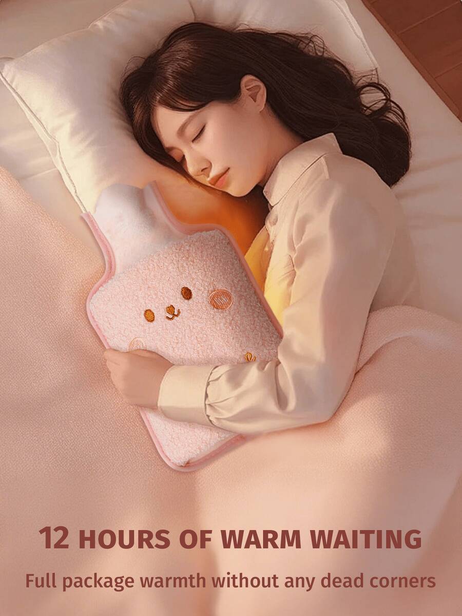 1pc 1000ml/33.8oz Water Injection Type Hot Water Bag, PVC Material, Explosion-Proof, Anti-Scalding Hand Warmer, Plush Cute Hot Water Bag, Can Unpick And Wash ﻿