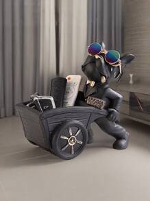 1pc Creative French Bulldog Decorative Figurine With Tray, Suitable For Living Room Decor, Creative Storage, Bedroom Decor, Office High-End Decor, Storage, Can Be Given As Anniversary Or Birthday Gift To Friends And Family