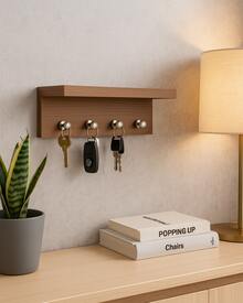 Minimalist Key Holder For 4 MDF Keychains Louro Freijó - Rust Brown - View 1