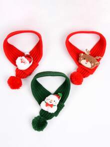 Christmas Pet Scarf - Dog And Cat Holiday Scarf, Santa Claus And Snowman Pattern, Hand-Wash Polyester Material, A Gift For Your Beloved Pet On This Festive Occasion Suitable For Small And Medium-Sized Dogs And Cats With A Neck Circumference Up To 13.78 Inches - Multicolor - View 4