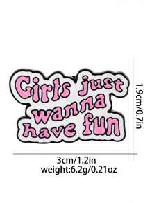 1 Pink Ladies' Fashionable Brooch Girls Just Wannahave Fun, Suitable For Daily Wear And Party Gifts. - Multicolor - View 3
