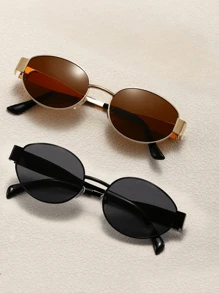 4 pièces / 3 pièces / 2 pièces / 1 pièce Lunettes de mode ovales en métal de style rétro européen et américain, lunettes en forme de diamant, lunettes semi-circulaires, style rétro populaire et polyvalent, convenant aux hommes et aux femmes, pour les vacances, les loisirs, les accessoires de plage, l'utilisation quotidienne et les activités de plein air pour les vacances d'été à la plage, les sorties, les voyages