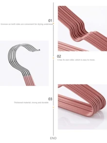 5/10 perchas para ropa con diseño antideslizante, 5 perchas metálicas para pantalones, perchas sin rastro, perchas resistentes y duraderas para abrigos de alta resistencia, almacenamiento y organización de ropa para el hogar, dormitorio, baño - Beis - Ver 4