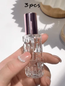 6 件 0.34 盎司透明空喷雾瓶带盖艺术设计化妆品香水乳液储存容器 DIY 美容工具，易于携带，适合旅行和外出，旅行配件家居浴室装饰秋季装饰返校香水瓶