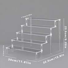 Un suport de afișare manual acrilic multistrat de 30 cm/11,81 in, tip scară transparentă, suport de afișare pentru parfumuri, potrivit pentru decorarea manuală a depozitării jucăriilor, parfumurilor și a depozitării pe birou